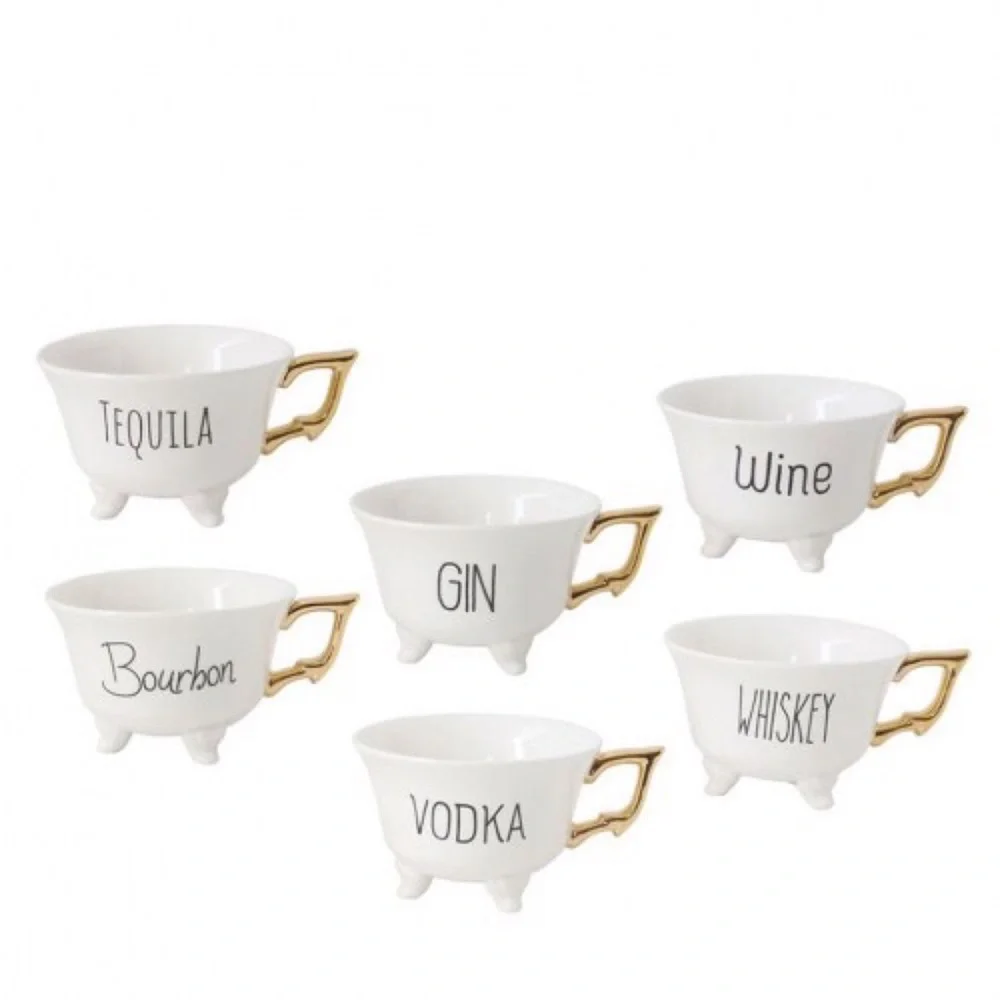 Creative Co-Op Boozy Stoneware Footed Tea Cup